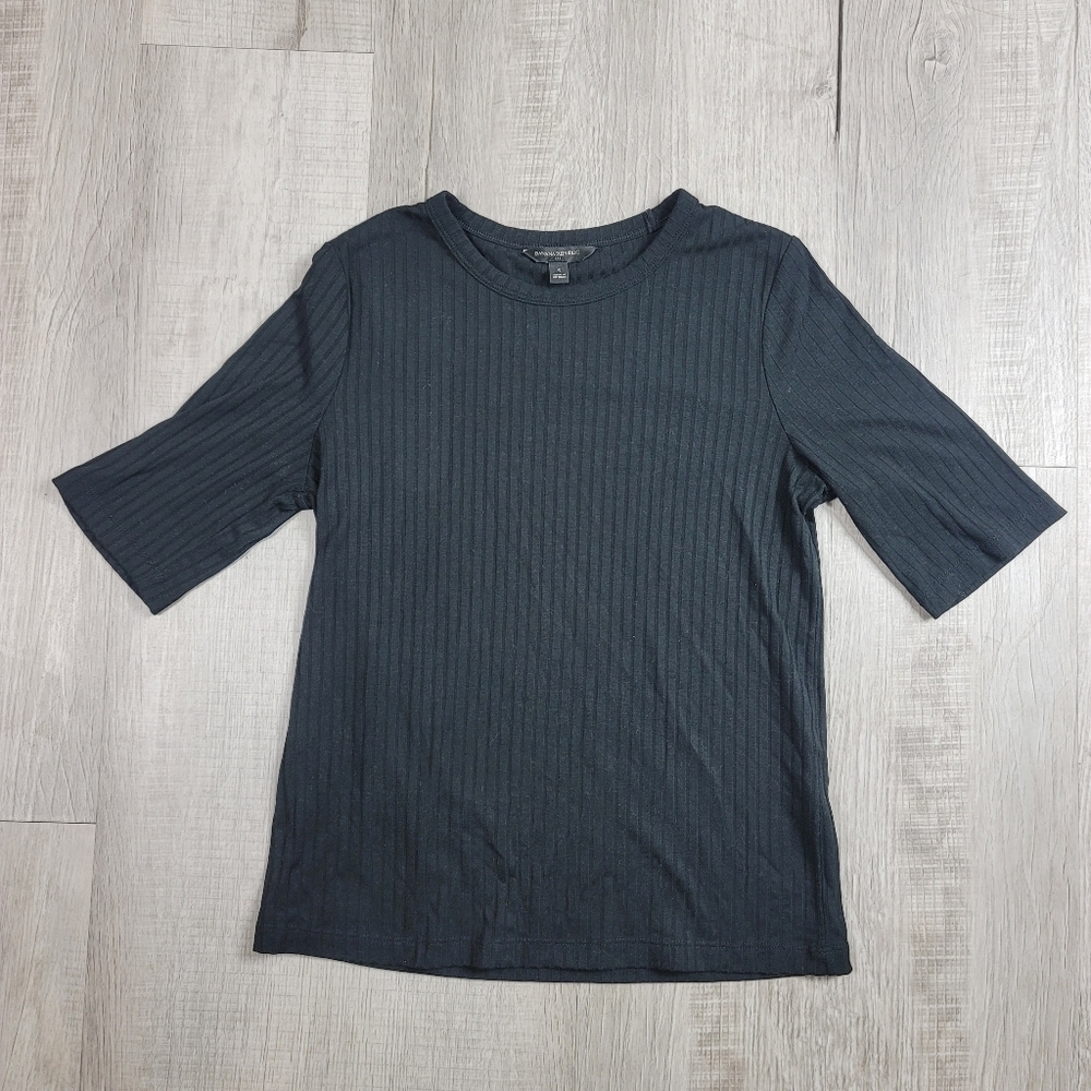 Banana Republic Black Business Ribbed T-Shirt | Size S